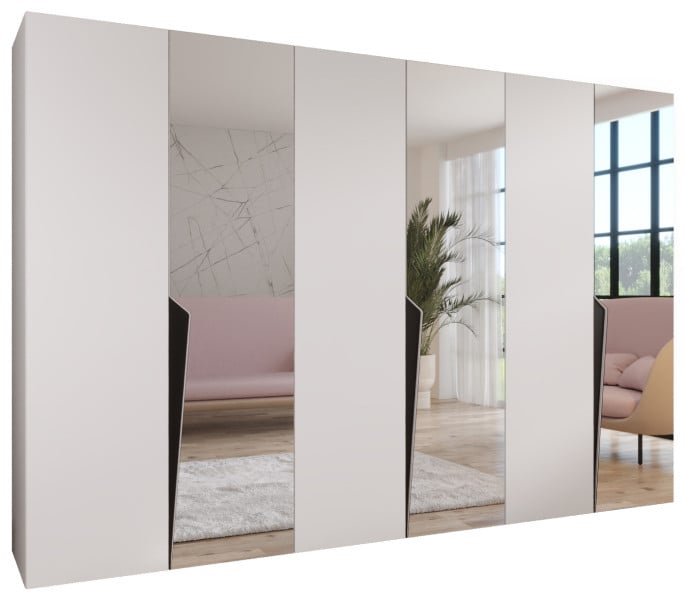Szafa uchylna z lustrem PIANO 2 300 (3X100) wys 202 cm Biały + u Czarny 790970
