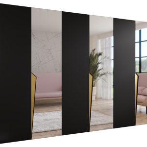 Szafa uchylna z lustrem PIANO 2 300 (3X100) wys 202 cm Czarny + u Złoty 791065 Szafa uchylna z lustrem PIANO 2 300 (3X100) wys 202 cm Czarny + u Złoty 791065
