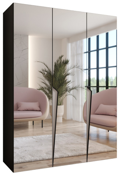 Szafa uchylna z lustrem PIANO 3 150 wys 202 cm Czarny + u Kaszmir 791114