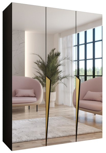 Szafa uchylna z lustrem PIANO 3 150 wys 202 cm Czarny + u Złoty 790893