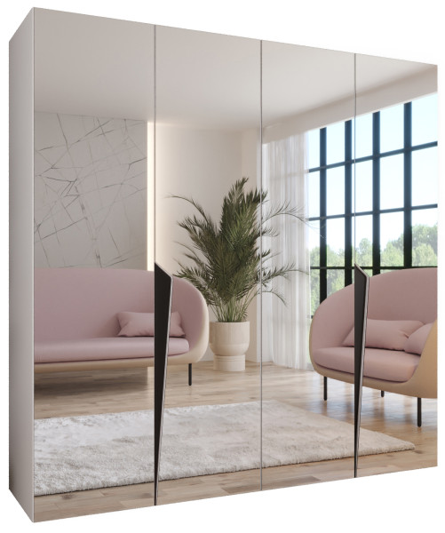 Szafa uchylna z lustrem PIANO 3 200 wys 202 cm Biały + u Czarny 791144