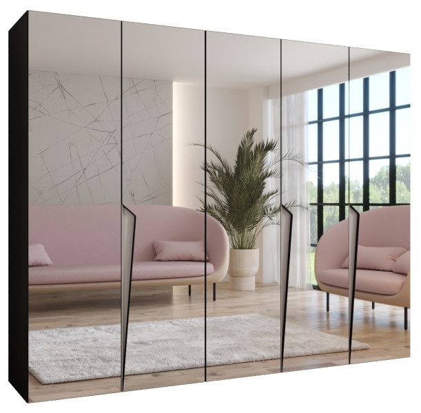 Szafa uchylna z lustrem PIANO 3 250 wys 202 cm Czarny + u Kaszmir 791193