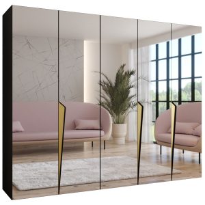 Szafa uchylna z lustrem PIANO 3 250 wys 202 cm Czarny + u Złoty 791011 Szafa uchylna z lustrem PIANO 3 250 wys 202 cm Czarny + u Złoty 791011