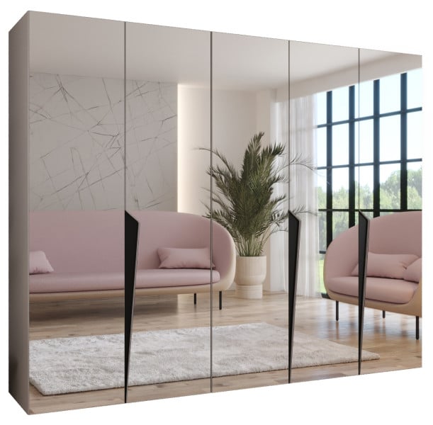 Szafa uchylna z lustrem PIANO 3 250 wys 202 cm Kaszmir + u Czarny 790839