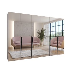 Szafa uchylna z lustrem PIANO 3 300 (2X150) wys 202 cm Biały + u Czarny 791130 Szafa uchylna z lustrem PIANO 3 300 (2X150) wys 202 cm Biały + u Czarny 791130
