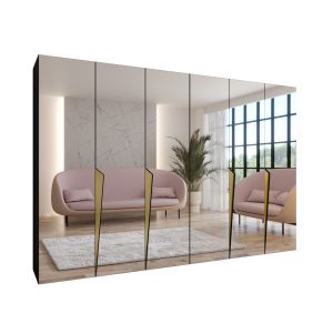 Szafa uchylna z lustrem PIANO 3 300 (2X150) wys 202 cm Czarny + u Złoty 790841 Szafa uchylna z lustrem PIANO 3 300 (2X150) wys 202 cm Czarny + u Złoty 790841