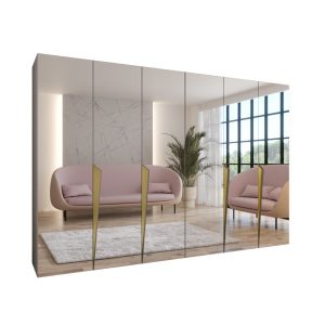 Szafa uchylna z lustrem PIANO 3 300 (2X150) wys 202 cm Kaszmir + u Złoty 790969 Szafa uchylna z lustrem PIANO 3 300 (2X150) wys 202 cm Kaszmir + u Złoty 790969