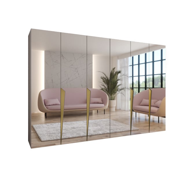 Szafa uchylna z lustrem PIANO 3 300 (2X150) wys 202 cm Kaszmir + u Złoty 790969