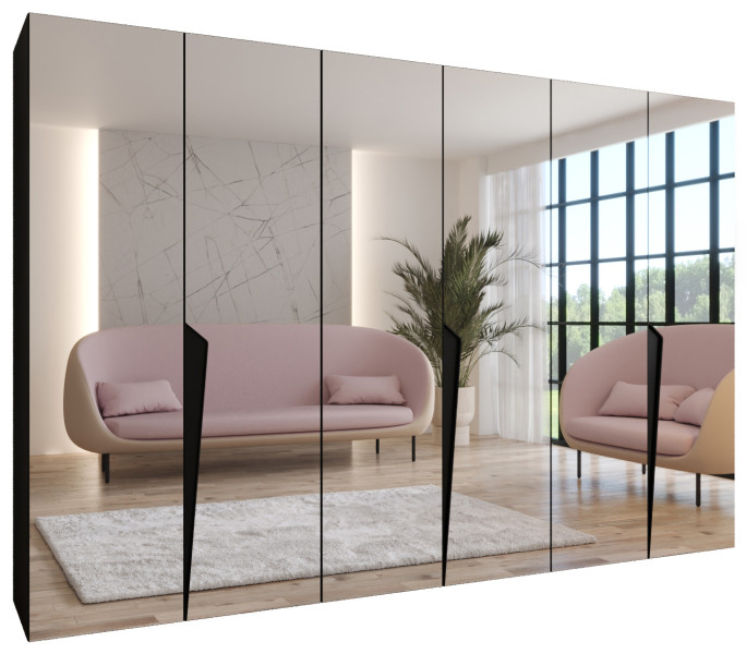 Szafa uchylna z lustrem PIANO 3 300 (3X100) wys 202 cm Czarny + u Czarny 791125