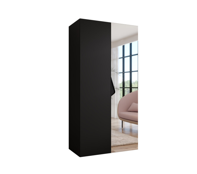 Szafa uchylna z lustrem SANDI 2 100 wys 202 cm Czarny + u Czarny 790868