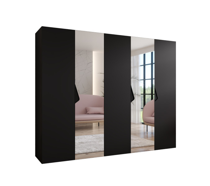 Szafa uchylna z lustrem SANDI 2 250 wys 202 cm Czarny + u Czarny 791122