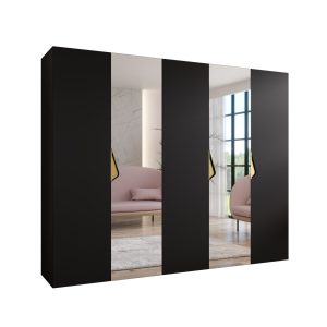 Szafa uchylna z lustrem SANDI 2 250 wys 202 cm Czarny + u Złoty 790923
