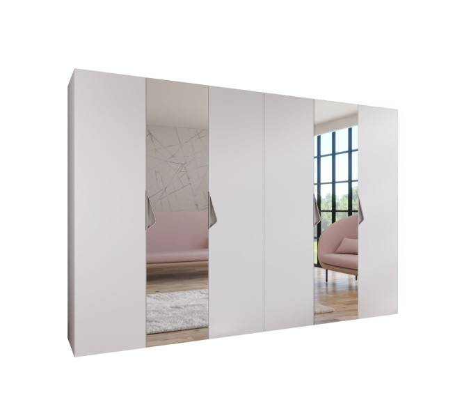 Szafa uchylna z lustrem SANDI 2 300 (2X150) wys 202 cm Biały + u Kaszmir 791095