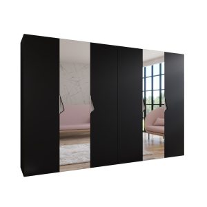 Szafa uchylna z lustrem SANDI 2 300 (2X150) wys 202 cm Czarny + u Kaszmir 791110