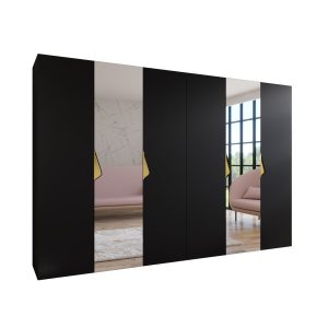 Szafa uchylna z lustrem SANDI 2 300 (2X150) wys 202 cm Czarny + u Złoty 790905