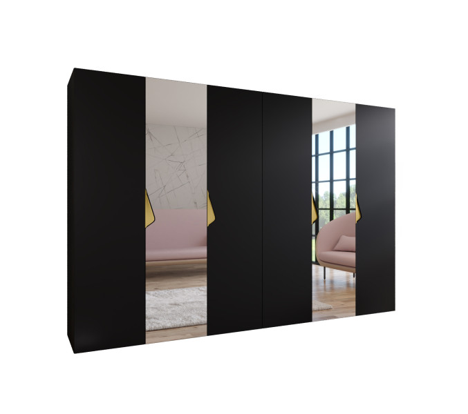 Szafa uchylna z lustrem SANDI 2 300 (2X150) wys 202 cm Czarny + u Złoty 790905
