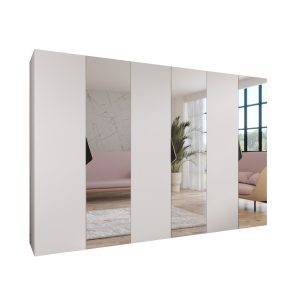 Szafa uchylna z lustrem SANDI 2 300 (3X100) wys 202 cm Biały + u Czarny 791140