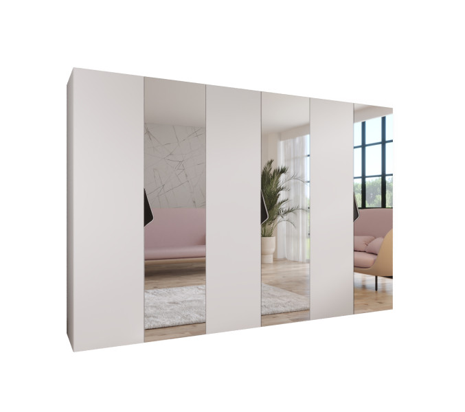 Szafa uchylna z lustrem SANDI 2 300 (3X100) wys 202 cm Biały + u Czarny 791140