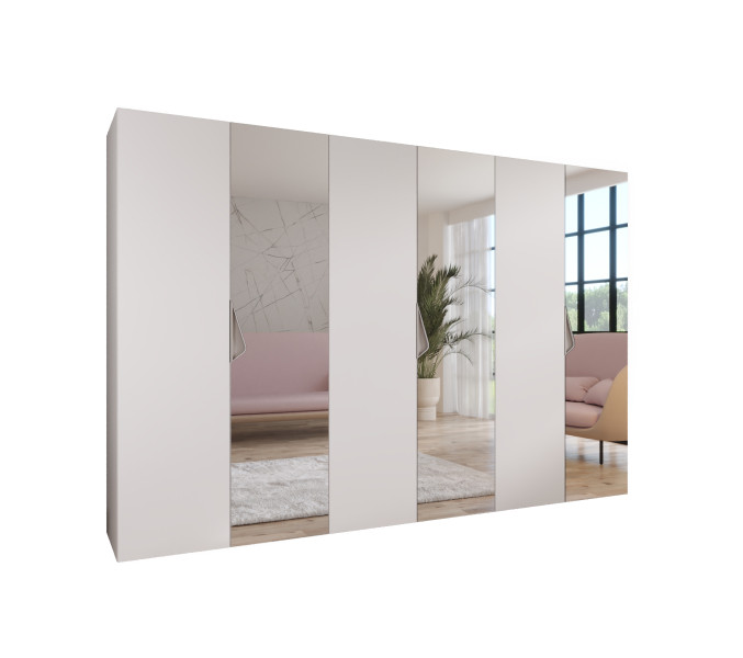 Szafa uchylna z lustrem SANDI 2 300 (3X100) wys 202 cm Biały + u Kaszmir 790926