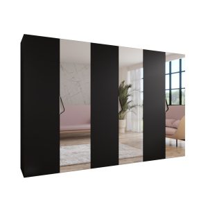 Szafa uchylna z lustrem SANDI 2 300 (3X100) wys 202 cm Czarny + u Kaszmir 791067