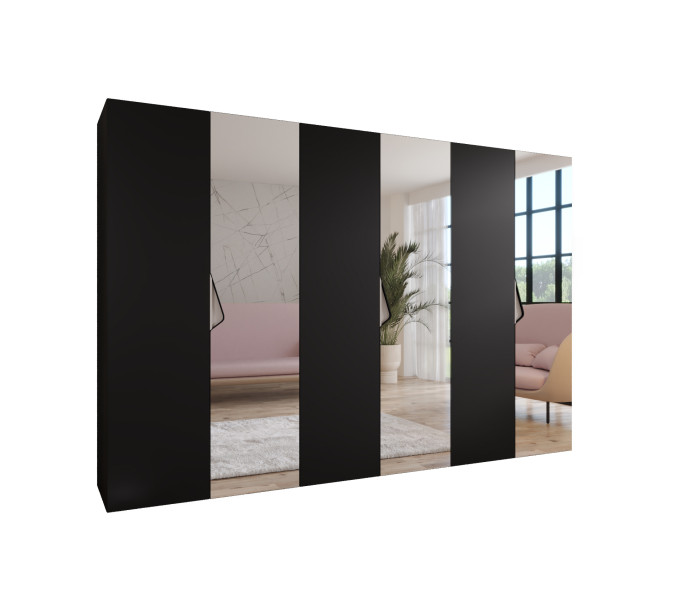 Szafa uchylna z lustrem SANDI 2 300 (3X100) wys 202 cm Czarny + u Kaszmir 791067