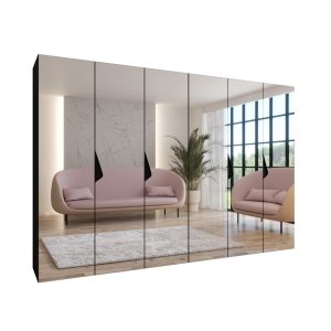 Szafa uchylna z lustrem SANDI 3 300 (2X150) wys 202 cm Czarny + u Czarny 791232