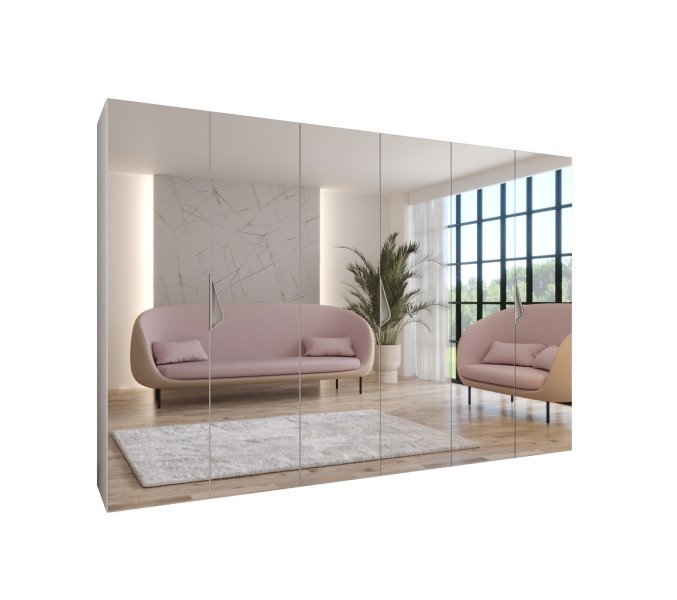 Szafa uchylna z lustrem SANDI 3 300 (3X100) wys 202 cm Biały + u Kaszmir 791108