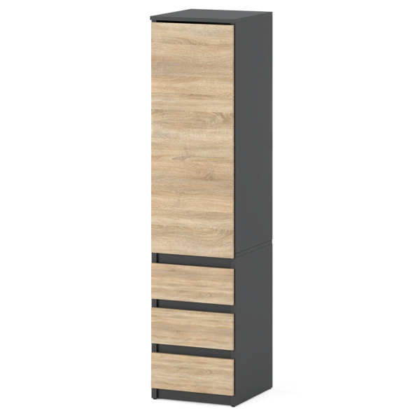 Szafa wąska do przedpokoju 40cm 3 szuflady szary dąb sonoma 671524