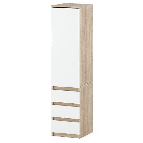 Szafa wąska garderoba 40cm 3 szuflady dąb sonoma biały mat 671530