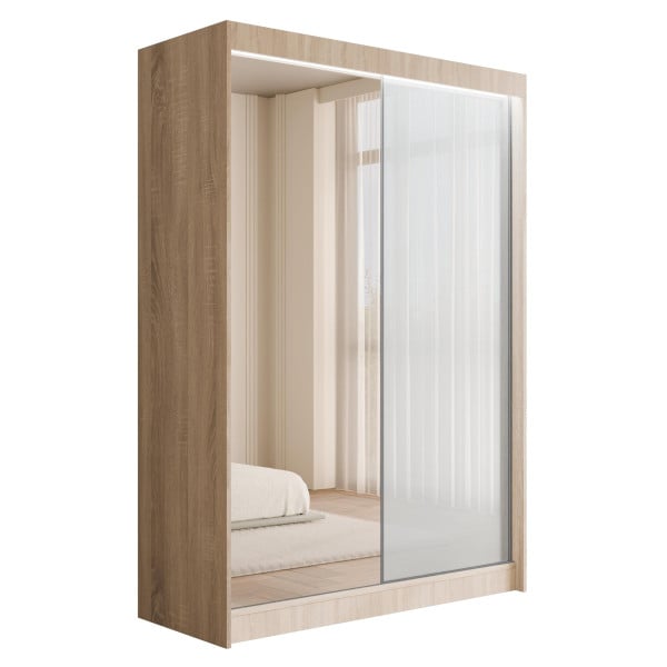 Szafa z drzwiami przesuwnymi i LED VESLI 150 x 215 cm 142318