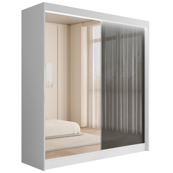Szafa z drzwiami przesuwnymi i LED VESLI 200 x 215 cm 142208
