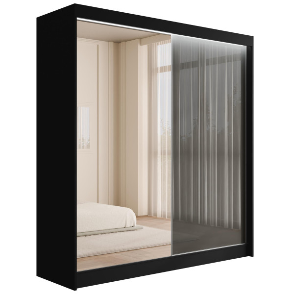 Szafa z drzwiami przesuwnymi i LED VESLI 200 x 215 cm 142137