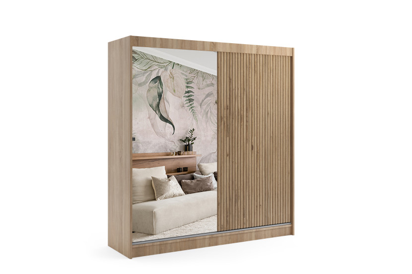 Szafa z drzwiami przesuwnymi i LED VILAN 200 x 215 cm 142152