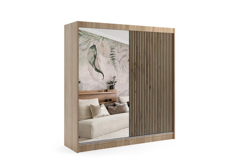 Szafa z drzwiami przesuwnymi i LED VILAN 200 x 215 cm 142294