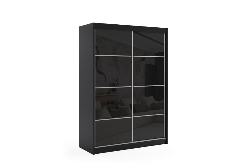 Szafa z drzwiami przesuwnymi Lacobel i LED 160 x 200 - VIVONA 390575