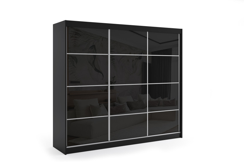 Szafa z drzwiami przesuwnymi Lacobel i LED 240 x 200 - VIVONA 461554