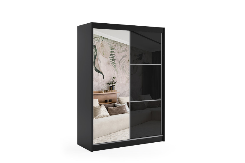 Szafa z drzwiami przesuwnymi, lustrem i LED 160 x 200 - VIVONA 458986