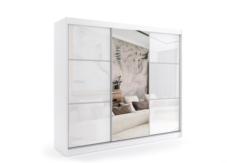 Szafa z drzwiami przesuwnymi, lustrem i LED 180 x 200 - VIVONA 461492