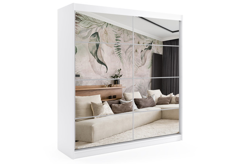 Szafa z drzwiami przesuwnymi, lustrem i LED 200 x 200 - VIVONA 461523
