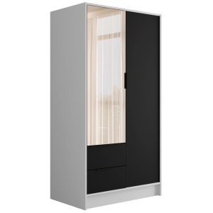Szafa z drzwiami skrzydłowymi i lustrem KOLIN 100 x 200 cm 487786 Szafa z drzwiami skrzydłowymi i lustrem KOLIN 100 x 200 cm 487786