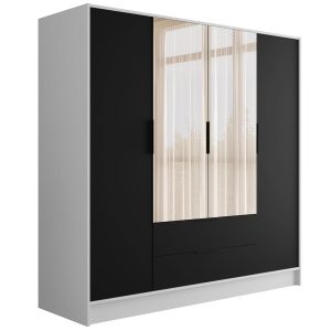 Szafa z drzwiami skrzydłowymi i lustrem KOLIN 200 x 200 cm 487759 Szafa z drzwiami skrzydłowymi i lustrem KOLIN 200 x 200 cm 487759