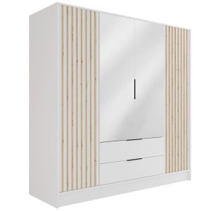 Szafa z drzwiami skrzydłowymi i lustrem NELIA 200 x 200 cm 434856