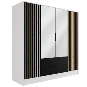Szafa z drzwiami skrzydłowymi i lustrem NELIA 200 x 200 cm 434861
