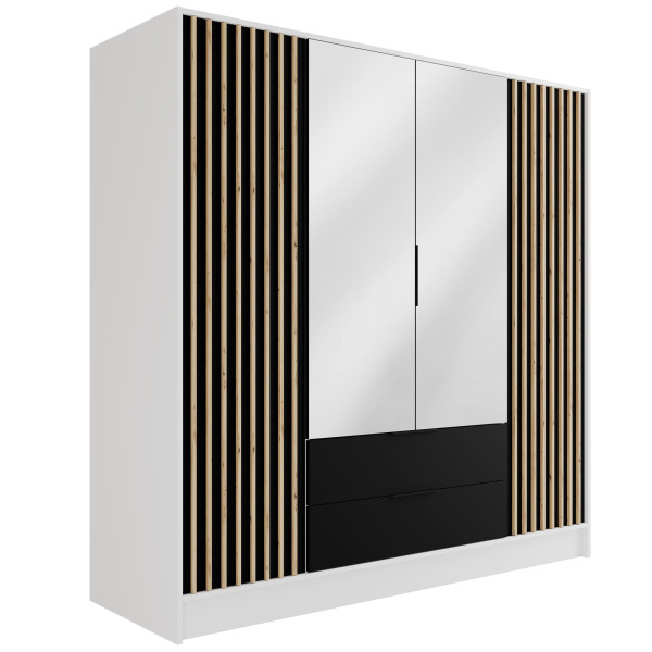 Szafa z drzwiami skrzydłowymi i lustrem NELIA 200 x 200 cm 434861