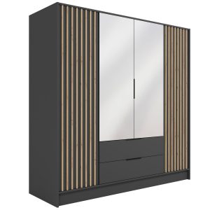 Szafa z drzwiami skrzydłowymi i lustrem NELIA 200 x 200 cm 141920