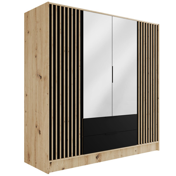 Szafa z drzwiami skrzydłowymi i lustrem NELIA 200 x 200 cm 434887
