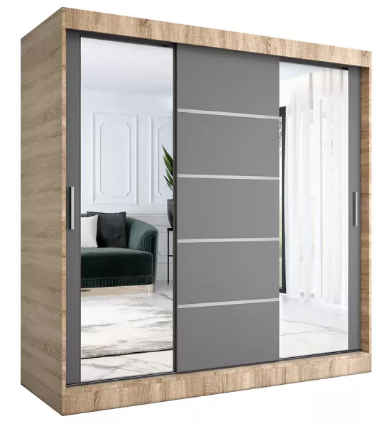 Szafa z frontami przesuwnymi 200 cm dąb sonoma + antracyt - Maro 759181