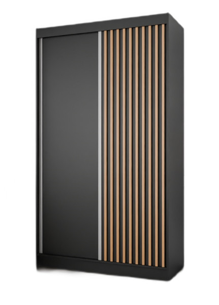 Szafa z lamelami 120 cm - czarna + lam. craft złoty 223415