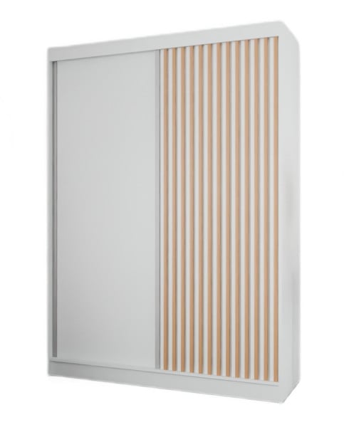 Szafa z lamelami 150 cm - biała + lam. craft złoty 223432