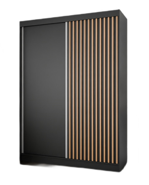 Szafa z lamelami 150 cm - czarna + lam. craft złoty 223390